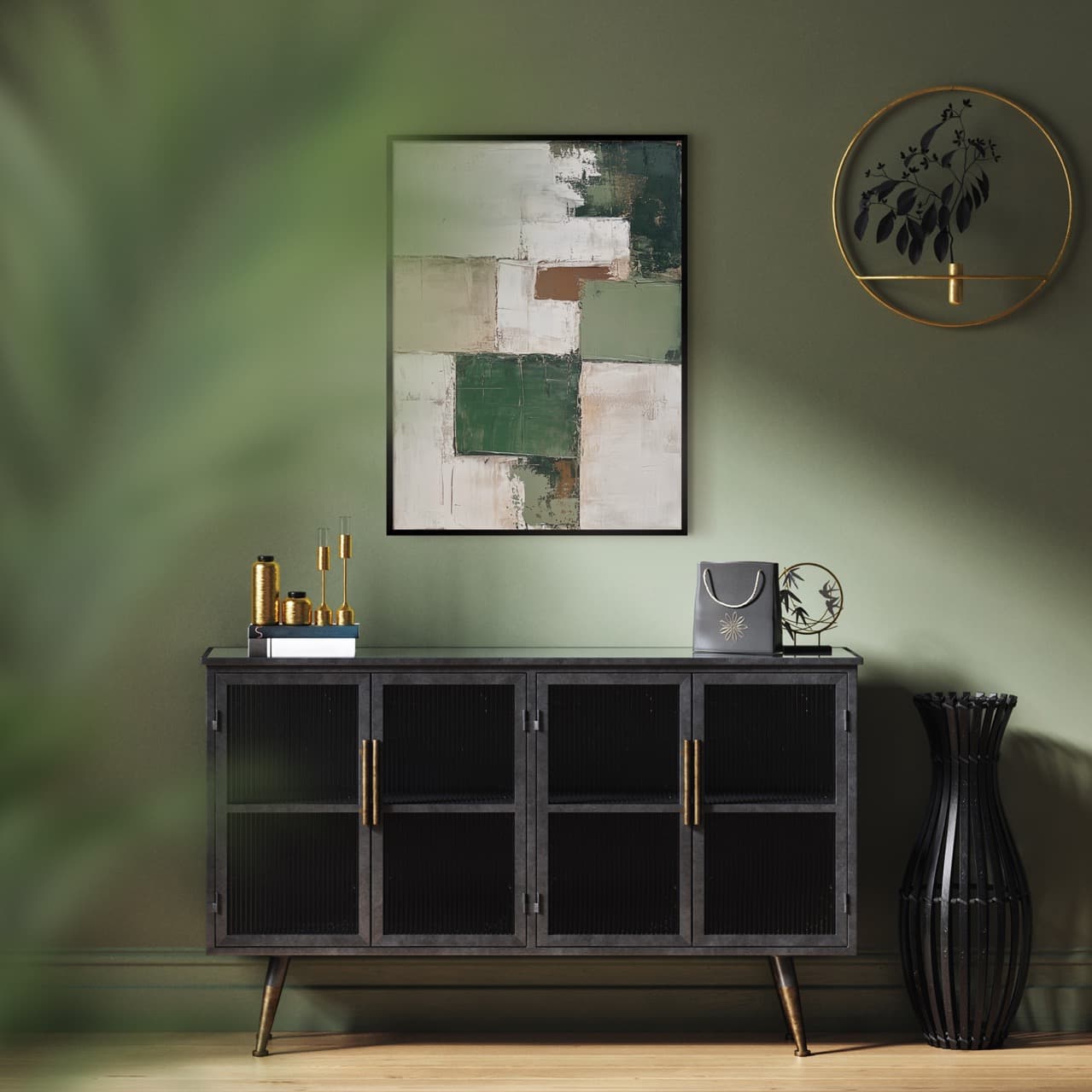 Bilde av Innrammet canvas Green Tiles I 60x80