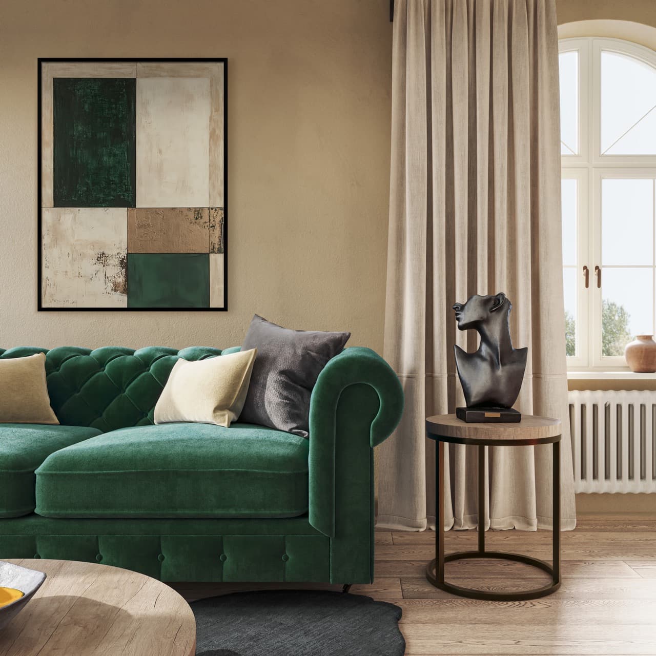 Bilde av Innrammet canvas Green Tiles II 60x80
