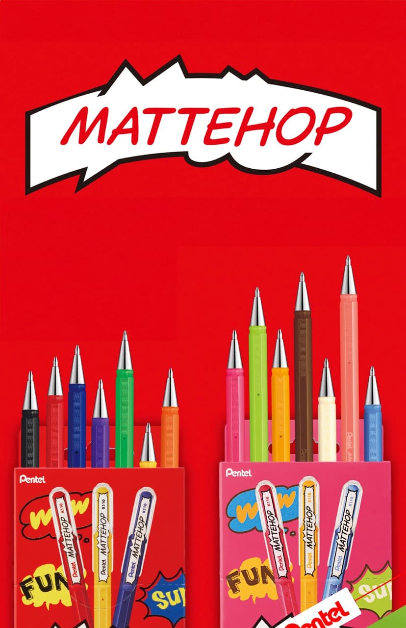 Bilde av Pentel Mattehop Gel Roller Set – Levende Farger med Matt Finish, 7-Pack