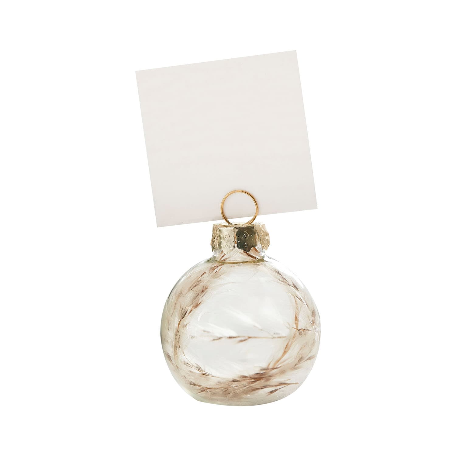 Bilde av Bordkortholder i glass i lys beige med kort-6 pk