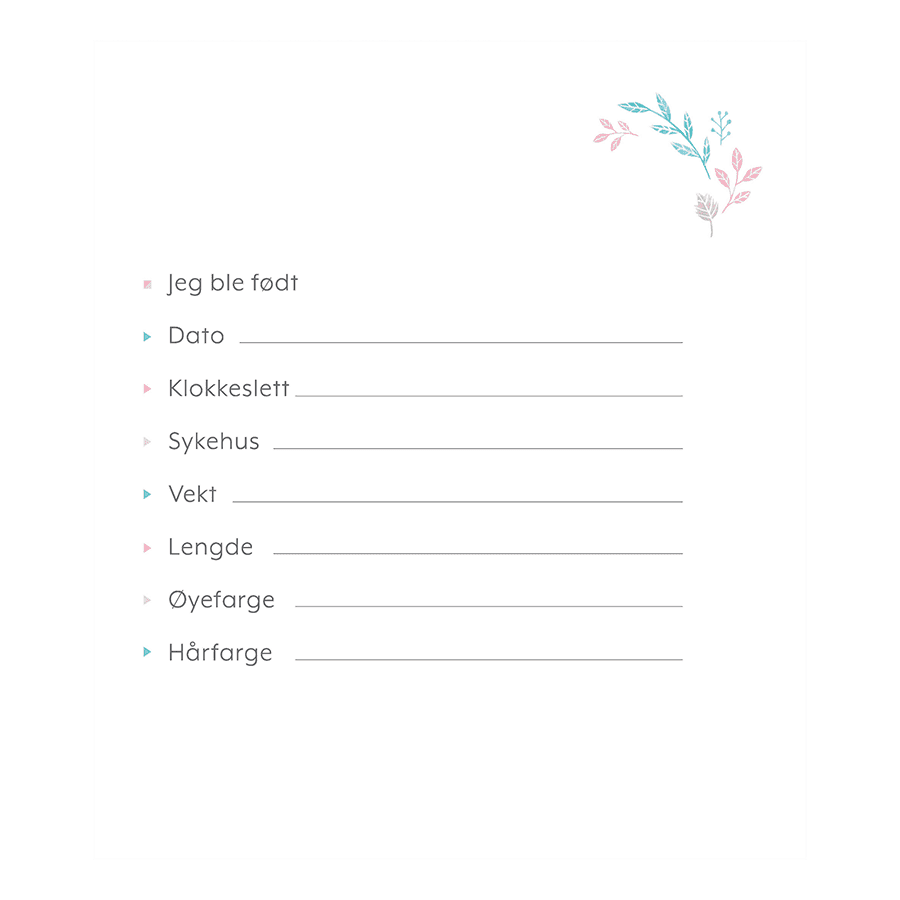 Bilde av Babyalbum med norsk tekst og hvite sider