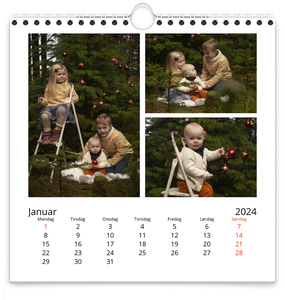 Veggkalender | Liten kvadratisk | Klassisk hvit