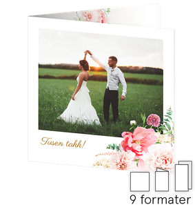 Takkekort| Bryllup | Pion rosa