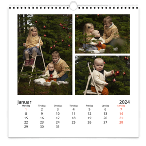 Veggkalender | Stor kvadratisk | Klassisk hvit