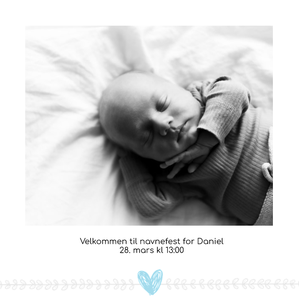 Hjerte lyseblå Fotokort invitasjonskort 15x15